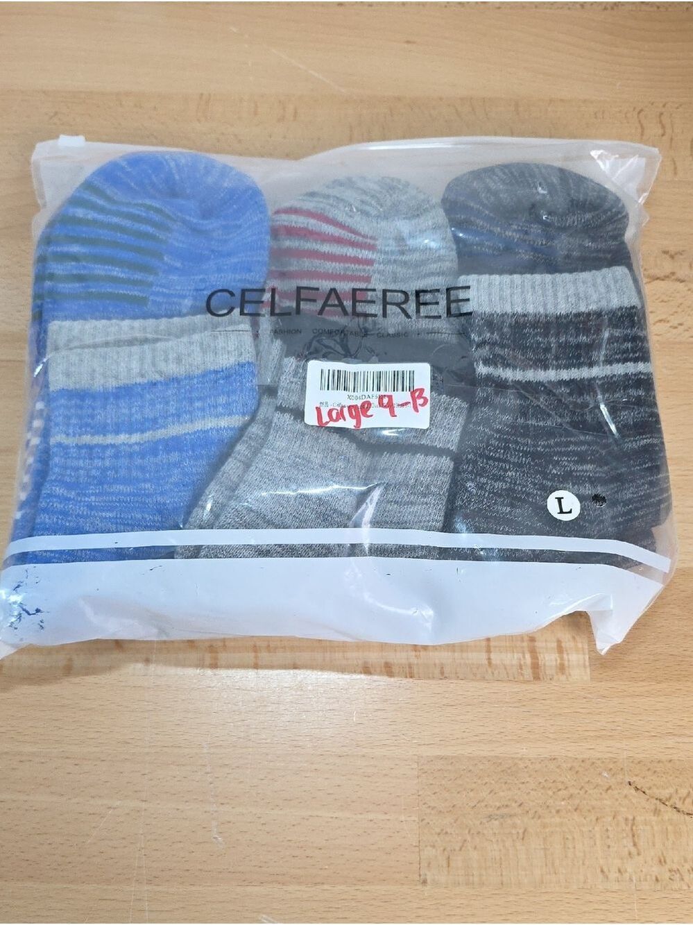 Men's Striped Crew Socks - Blue, Gray & Black - Pack of 6